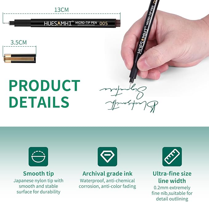 huesamhi 005 Micro Pen 23 Colors and 3 Black 0.20mm Fine Tip Waterproof Ink - Image 2