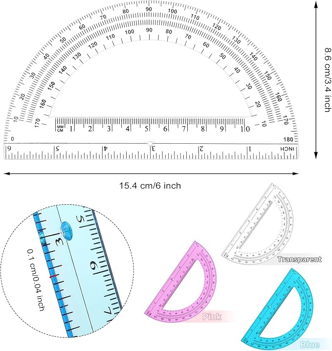 Zonon 12 Pack 6 Inch Plastic Protractor Christian Charity Donation 180 Degrees - Image 3