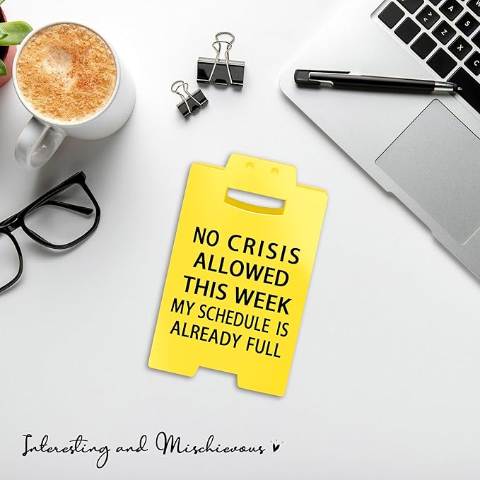 Smilelife Funny Office Cubicle Decor No Crisis Allowed This Week Desk Sign Team - Image 3