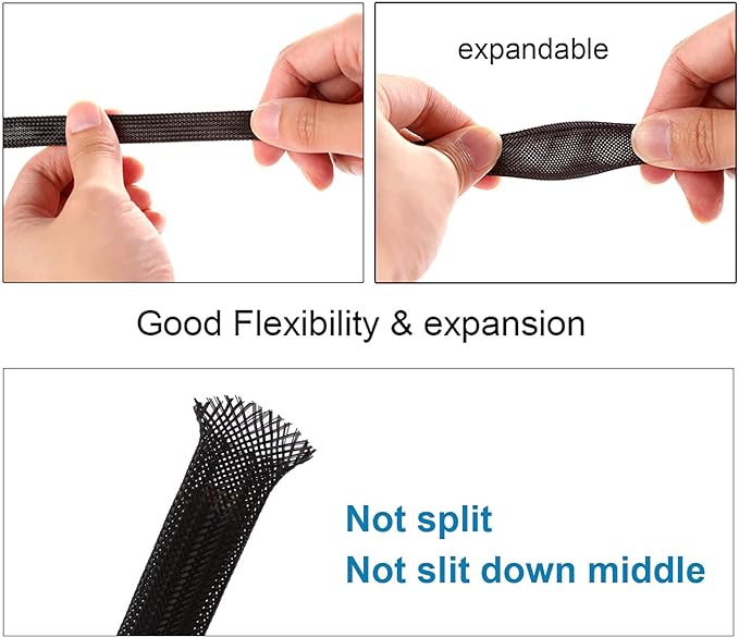 25ft - 1.25 inch PET Expandable Braided Sleeving – Black – Alex Tech Braided - Image 5