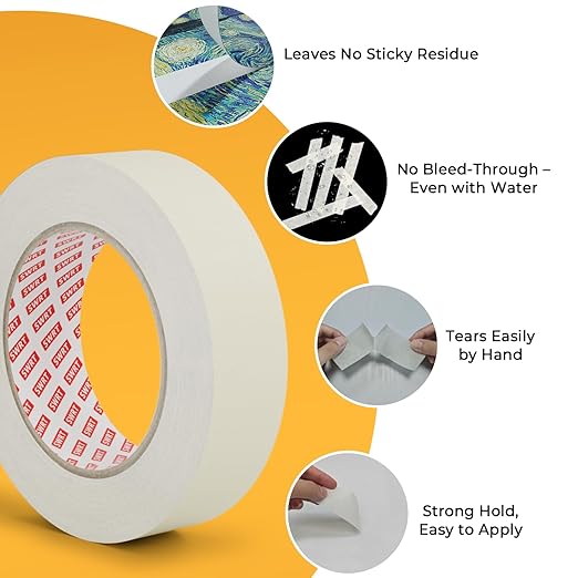 SWRT Masking Tape 0.75 Inch x 55 Yards, Adhesive Painting Tape Bulk - Image 3
