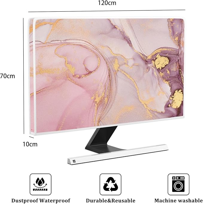 Baocicco Pink Gold Marble Waterproof Screen TV Cover 50, 52 Inch Decorative - Image 2