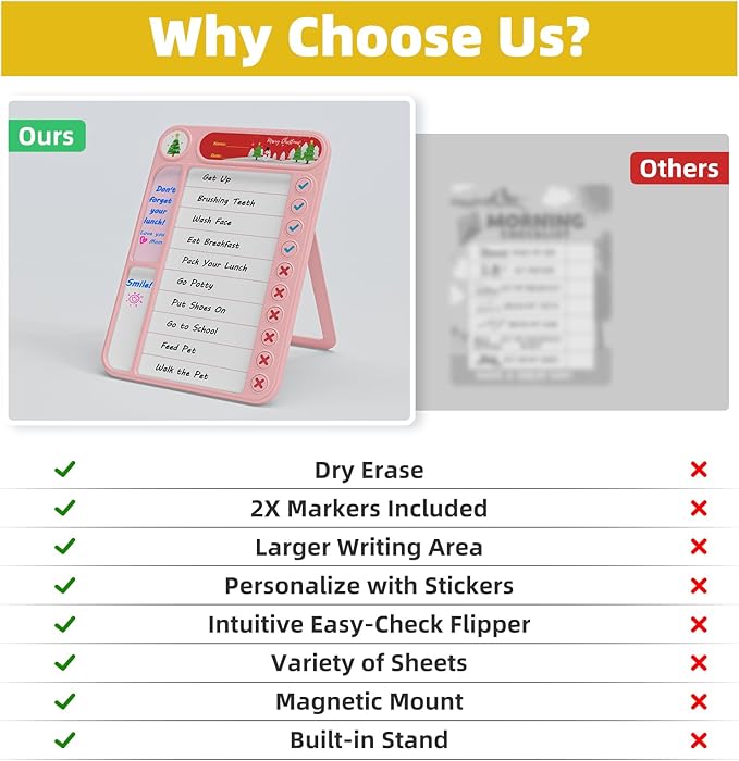 2-Pack Magnetic Chore Chart for Kids, ADHD Task Tracker Easy-Check Routine Dry - Image 7