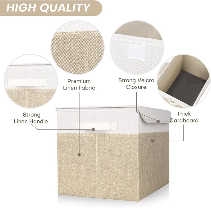 Bagnizer Large 22 Quart Linen Fabric Foldable Storage Bin Cube Organizer Basket - Image 5