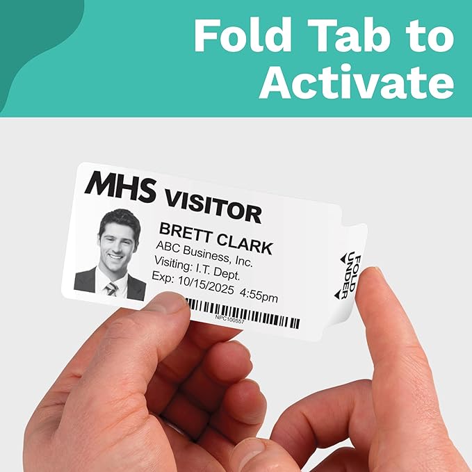 Threshold 4-Inch Tab Expiring Visitor Badges on a Roll | 4 Rolls Compatible - Image 3