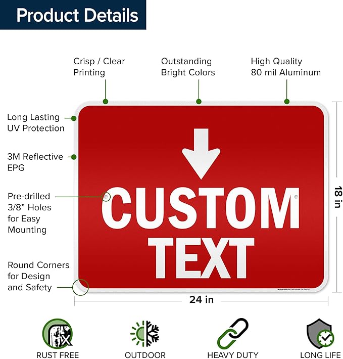 Custom Arrow, Custom Directional Sign, Down Arrow, 18x24 Inches, 3M EGP - Image 6