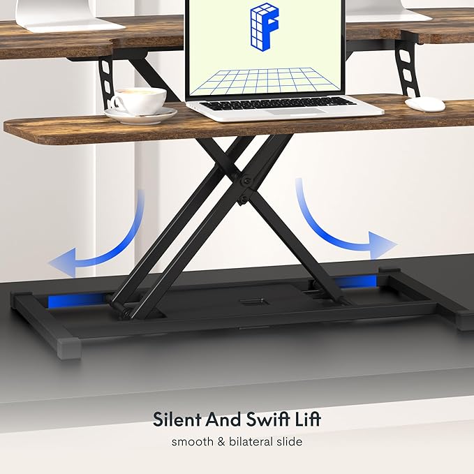FLXISPOT 40in Standing Desk Converter, Height Adjustable Riser, Manual Lift - Image 7