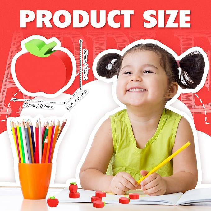 120pcs Mini Apple Erasers for Kids Bulk Classroom Welcome Back to School Gifts - Image 2