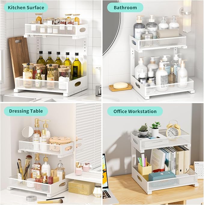 Beleeb Under Sink Organizer, Extra-Wide Upgrade, 1 Pack 2 Tier Metal Slide Out - Image 5