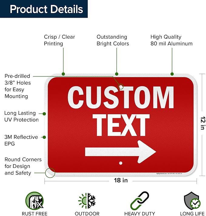 Custom Arrow, Custom Directional Sign, Right Arrow, 12x18 Inches, 3M EGP - Image 6