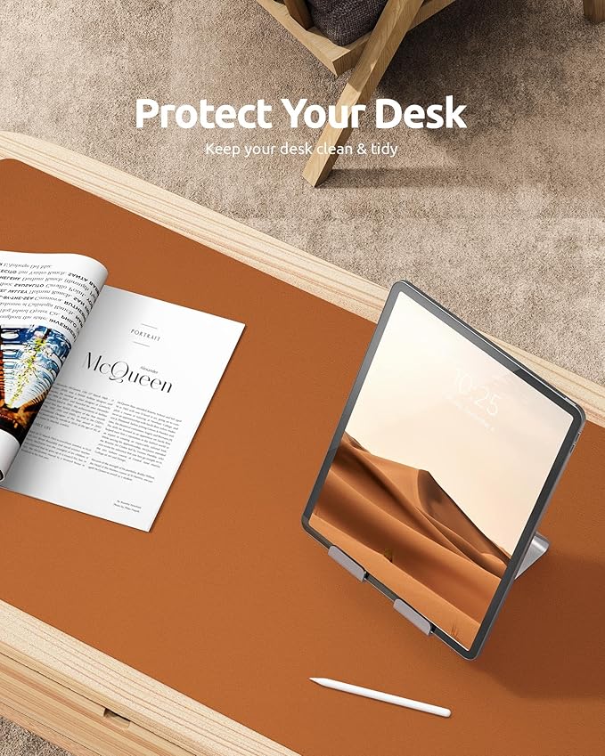 YSAGi Desk Pad Protector, Large Mouse Mat, Non-Slip PU Leather Waterproof - Image 7