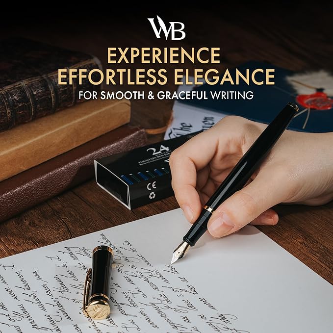 Wordsworth & Black Fountain Pen Set, 18K Gilded Extra Fine Nib, Includes 24 - Image 2