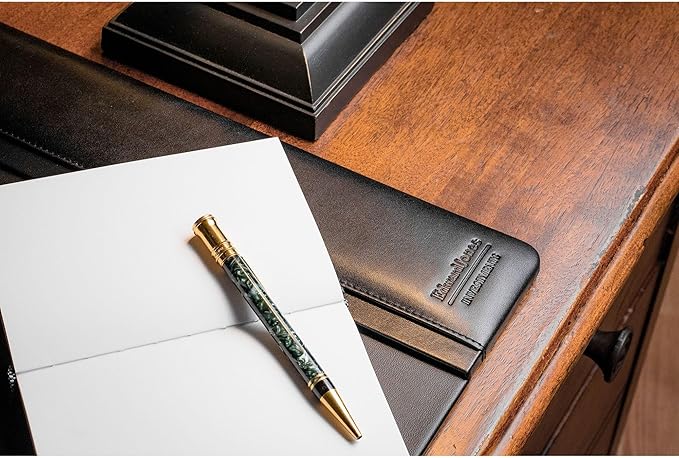 Dacasso Black Leather 22" x 14" Side Rails Desk Pad - Image 9