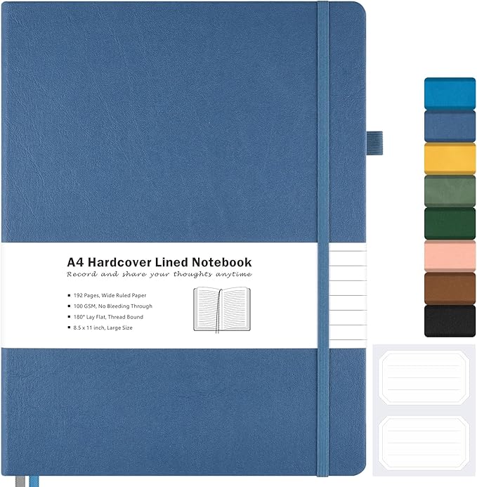 Lined Journal Notebook, 8.5" x 11" Hardcover Leather Notebook by MALEDEN