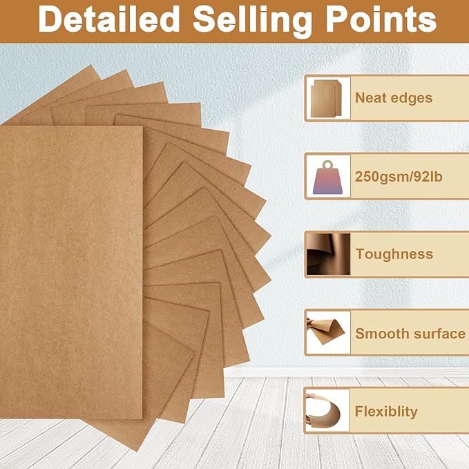 Silunkia 28 Sheets Brown Cardstock 8.5 x 11 Kraft Paper, 92lb Heavyweight paper - Image 3