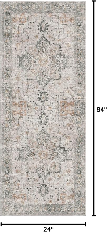 GENIMO 2x7 Area Rugs for Living Room, Machine Washable Non Slip Vintage Retro - Image 2