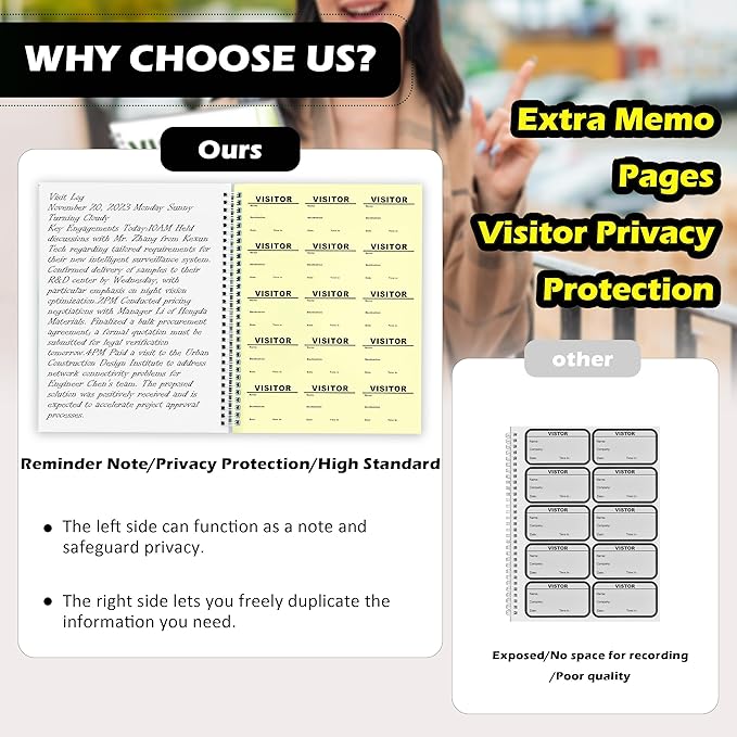 1 Pack Visitor Badges with Carbon Copy Visitor Stickers Letter Size Visitor Log - Image 4