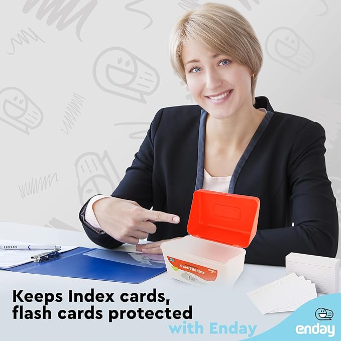 Enday Index Card Holder Red, 3x5 Note Flash Card Organizer Case, Index Card - Image 6