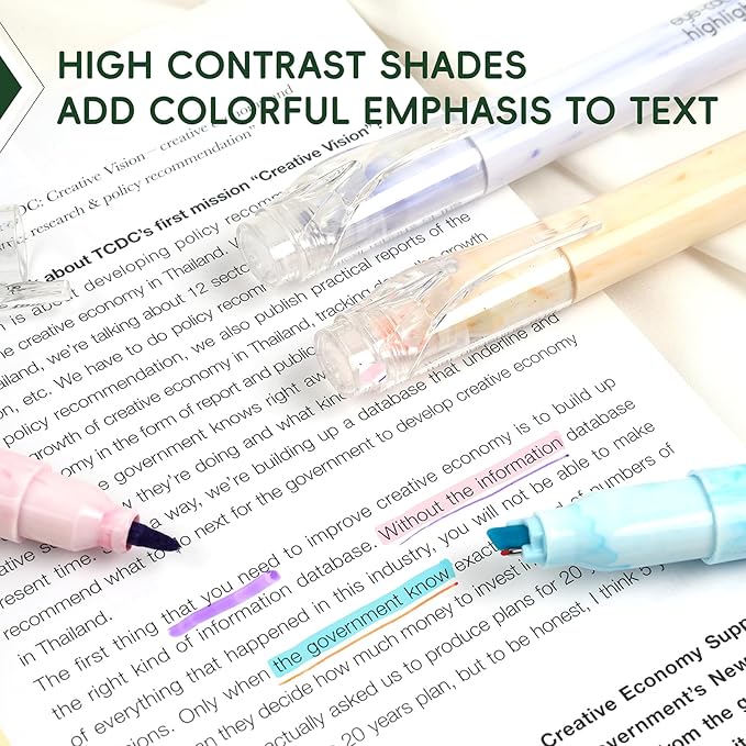 Techjob Aesthetic Highlighters 12 Pack Dual Tips, Double Line Highlighters - Image 5