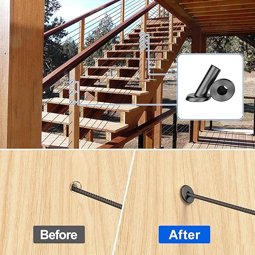 BLIKA 40 Pack 25 30 35 Degree 1/8" Black Cable Railing Angle Beveled Protector - Image 5