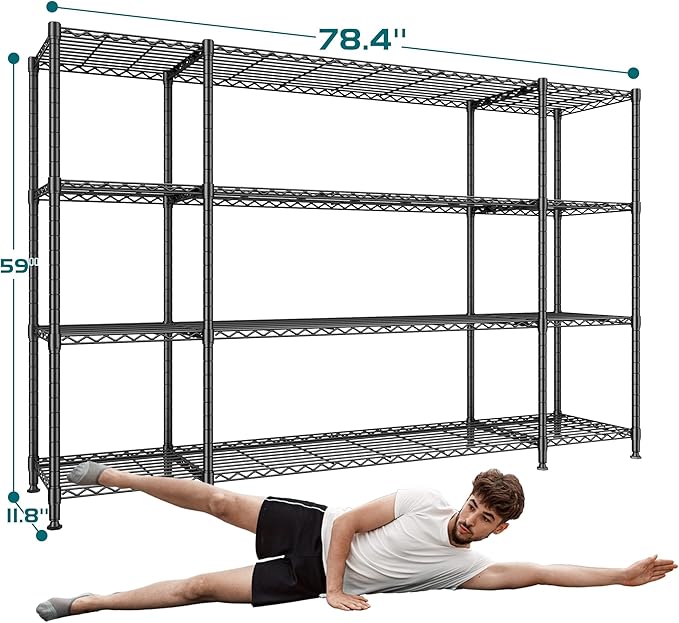 REIBII 78.4" W Storage Shelves 1500LBS, Metal Shelving Unit Wire Shelving - Image 3