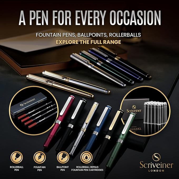 Scriveiner Luxury EDC Fountain Pen, Matt Red Pocket EDC - Image 7