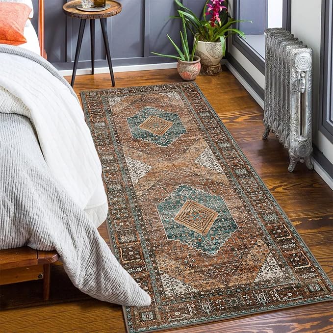 GENIMO 2x5 Runner Rugs for Hallway, Machine Washable Non Slip Vintage Retro Rugs - Image 6