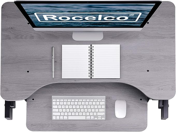 Rocelco 37.5" Deluxe Height Adjustable Standing Desk Converter - Image 5