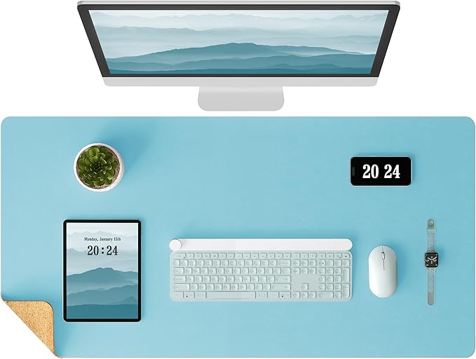 Aothia Double-Sided Desk Pad – 35.4" x 15.7" Leather Desk Mat by AothiaSimpleNaturalUnique