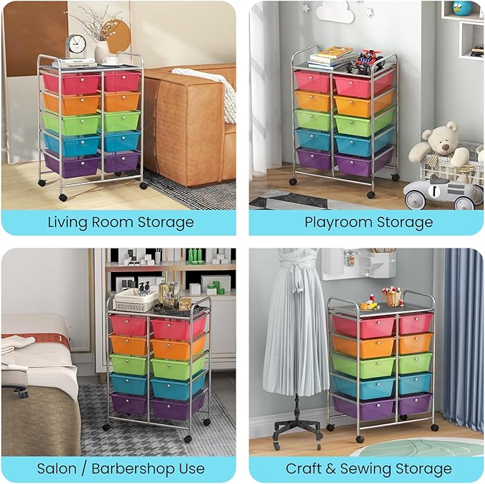 GLACER 10 Drawer Rolling Cart, Storage Cart - Image 7