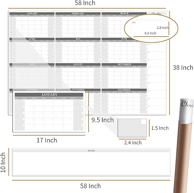 CLEVER CLEAN Large Dry Erase Wall Calendar - Image 2