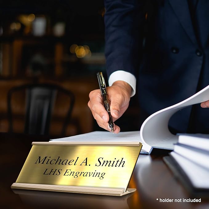 Engraved Name Plates for Doors, and Plaques Personalized Brushed Brass Plastic - Image 7
