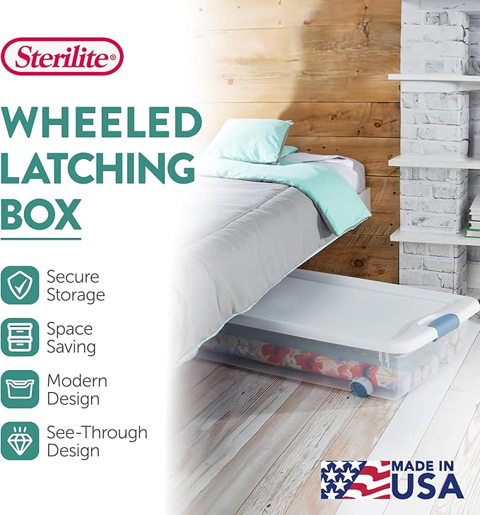 Sterilite 12-Pack Latching Box, Under Bed Storage Bins - Image 3
