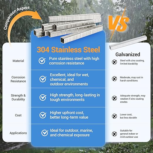 meite T-50 Heavy Duty Staples Marine, 3/8 Inch 304 Stainless Steel Staples - Image 4