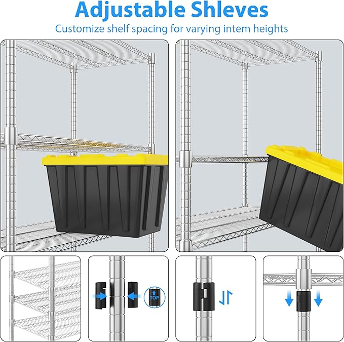 Homdox 4-Tier Heavy Duty Metal Shelves - Image 5