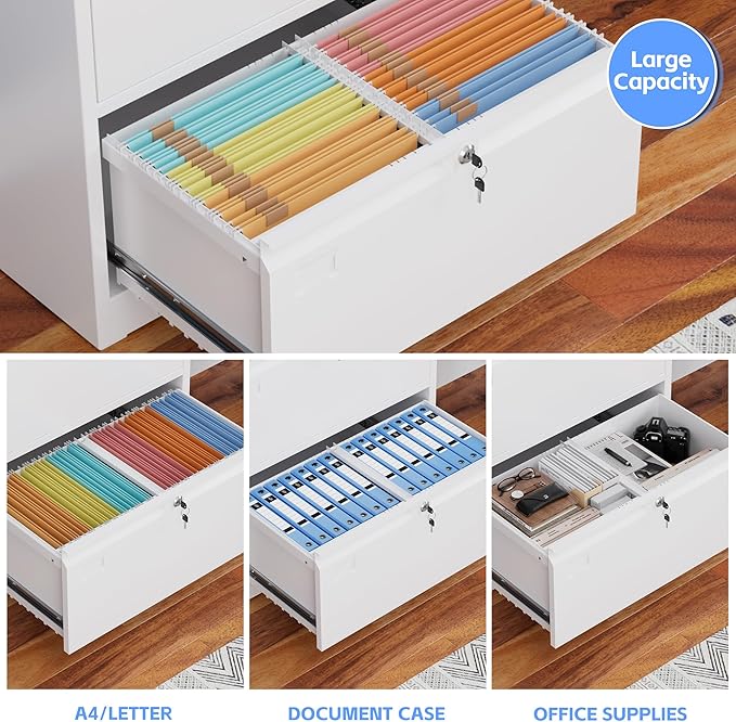SUXXAN 2 Drawer File Cabinet, Lateral Filing Cabinet - Image 5