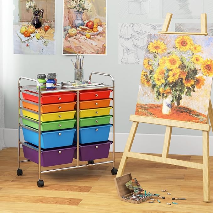Giantex 12 Drawer Rolling Storage Cart Tools Scrapbook Paper Office School - Image 2