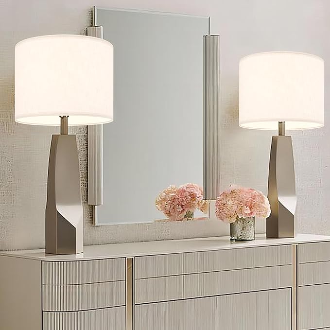 White Linen lampshades Large Drum Lamp Shade 16" Top x 16" Bottom x 12" High - Image 7