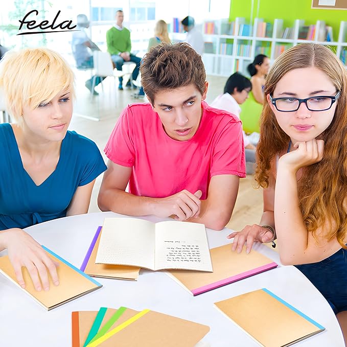 feela 80 Pack Composition Notebooks Bulk, Kraft Cover Lined Blank College Ruled - Image 6