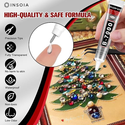 B7000 Rhinestone Glue Clear 15 PCS 15ml – Strong Transparent No Trace Jewelry - Image 3