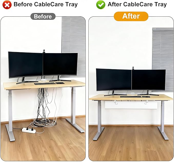 Oxford Cloth Under Desk Cable Management Tray, No-Drill 48" Desk Cable - Image 8