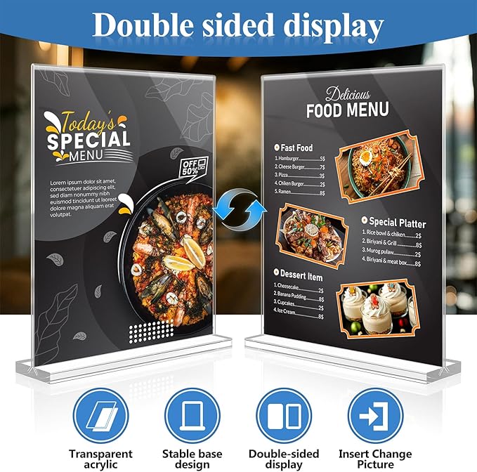 Eocnrhe Acrylic Sign Holder 8.5 x 11 10 Pack, Double-Sided Clear Sign Holder - Image 2