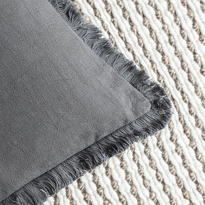 Foindtower Set of 2 Decorative Linen Fringe Lumbar Throw Pillow Covers Boho - Image 3