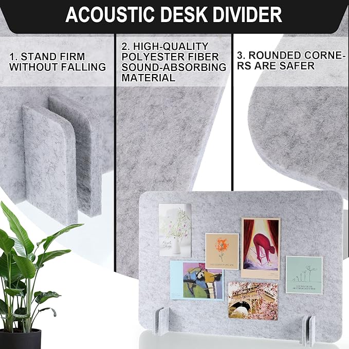 Fabbay 4 Pcs Acoustic Freestanding Desk Divider Desk Partition 16 x 24 Inch - Image 3