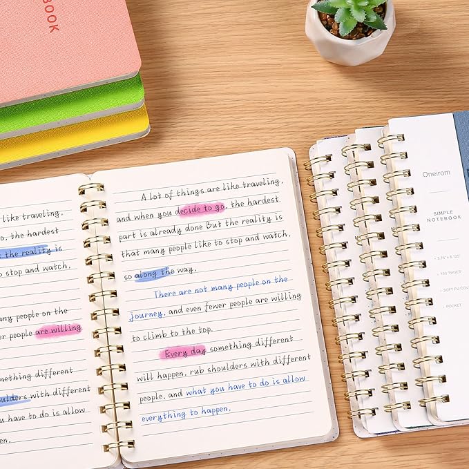Oneirom Spiral Notebook, PU Leather Cover Business Journal, Twin-Wire Binding - Image 4