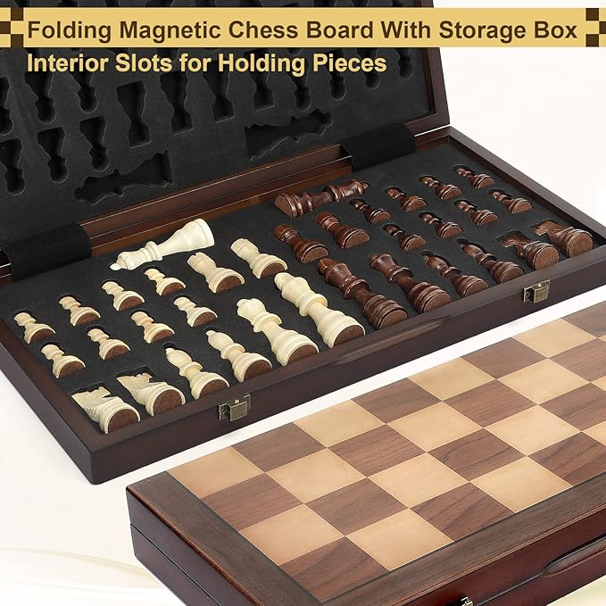 Magnetic Wooden Chess Set for Adults Kids 15'' Chess Board - Image 7