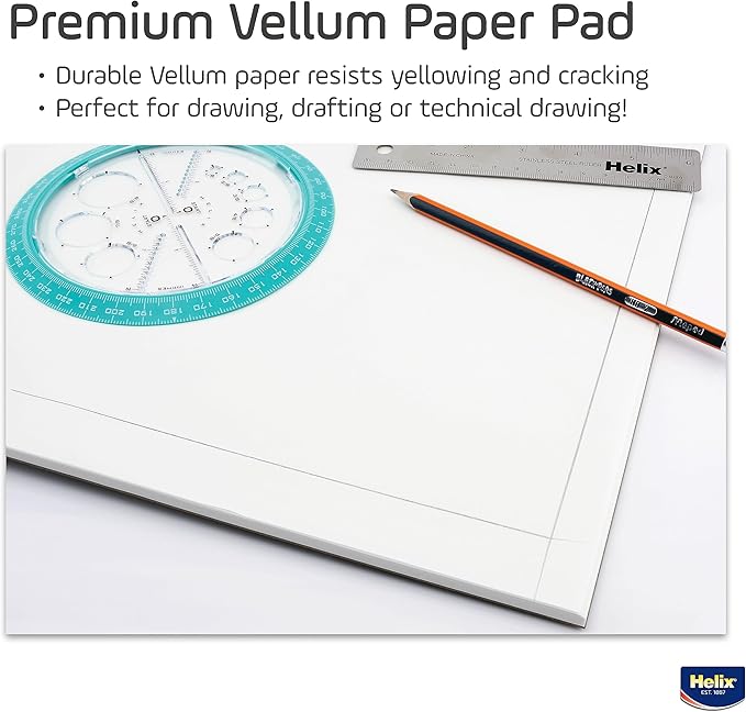 Helix - 100% Rag Vellum Paper Pad - 11 Inch x 17 Inch - 50 Sheet Pad - - Image 3