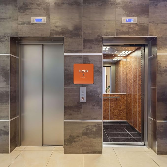 Khaki w/Black ADA Floor 4 Sign - Image 5