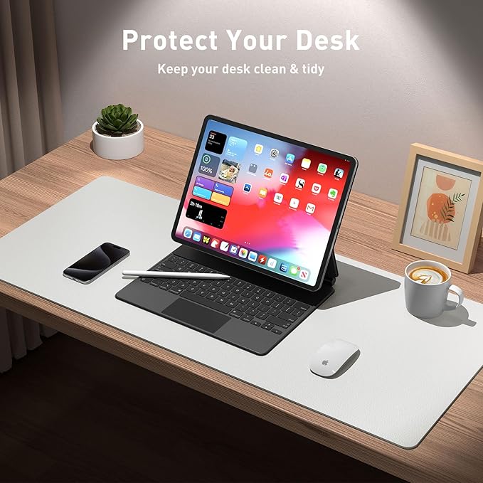 Aothia Leather Desk Pad Protector, Mouse Pad, Office Desk Mat, Non-Slip PU - Image 5