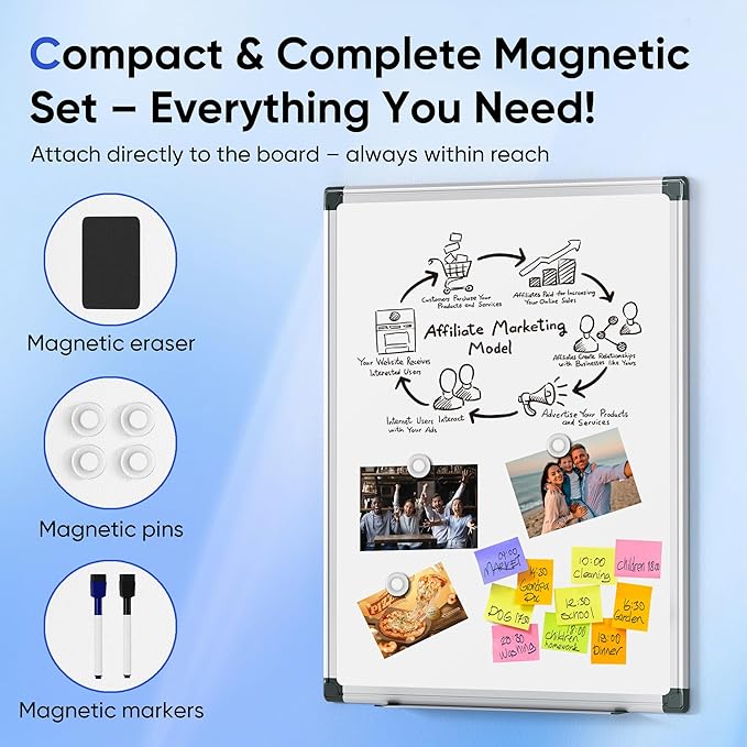 VUSIGN 18" x 12" Small Magnetic Whiteboard - Image 2